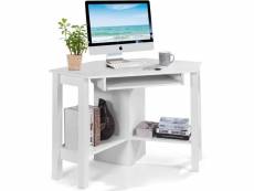 Giantex bureau informatique table bureau d’angle bureau d’ordinateur en bois avec 3 tablettes de rangement pour chambre,salon,bureau 120 x 60 x 77cm (