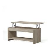HAPPY Table basse transformable style contemporain lamine chene sonoma - L 100 x l 50 cm - Marron