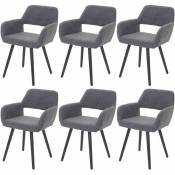 HHG - Lot de 6 chaises de salle à manger 429 ii, chaise de cuisine, design rétro années 50 textile, gris, pieds foncés