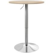 HOMCOM Table de bar ronde table haute cuisine réglable en hauteur 69-91 cm plateau pivotante à 360° naturel et gris