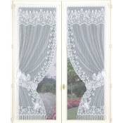 Homemaison - Paire de rideaux Bonne-Femme dentelle et franges Blanc 60x120 cm - Blanc