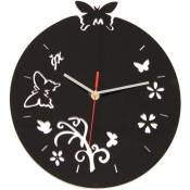 Horloge murale Papillons et Fleurs Unique - Acrylique - Unique