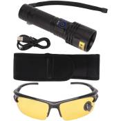 Jeffergarden Lampe de poche UV 365nm lampe de poche à lumière noire ultraviolette haute luminosité professionnelle avec des lunettes pour