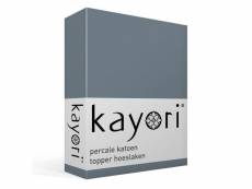 Kayori shizu drap-housse pour surmatelas en percale de coton - 100% percale de coton bio - 1-personne (100x200 cm) - bleu SMUL17517408