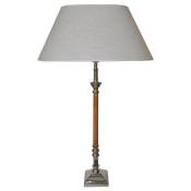 La Grande Prairie - Lampe carré chic chrome bois 45x79cm - Beige