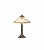 Lampe de table Tiffany Calais 2 Ampoules Gris 31 Cm