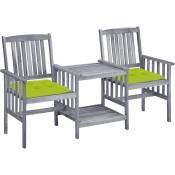 Les Tendances - Chaises de jardin avec table à thé et coussins Acacia solide 27