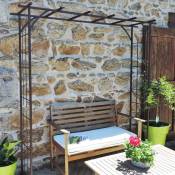 Lmoulin - Arche de jardin pergola en fer vieilli tubes carrés grand modèle + 4 supports poteaux à enfoncer - Marron