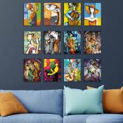 Lot de 12 tableaux abstrait Aranea L20xH15cm Motif Nuits de Jazz Multicolore - Multicolore