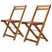 Lot de 2 chaises de bistro en acacia - Naturel - 40 x 51 x 80 cm