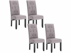 Lot de 4 chaises de salle à manger-pied en bois massif-assise en lin-gris clair-47x42 cmx107 cm