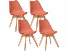 Lot de 4 chaises terre cuite pieds hêtre l. 48 x p. 55 x h. 81 cm