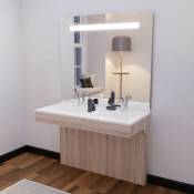 Meuble altea 120 cm avec plan double vasque et miroir led Elégance - Cambrian oak - Bois