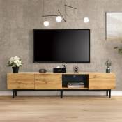 Meuble tv moderne en grain de bois 175 cm avec espace