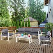 M&s - Salon de jardin en aluminium 5 places + table basse rectangle