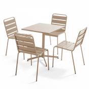 Oviala - Ensemble table de jardin carrée et 4 chaises taupe - Palavas - Taupe