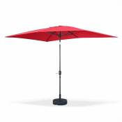 Parasol droit rectangulaire 2x3m - Touquet Rouge - mât central en aluminium orientable et manivelle d'ouverture - Rouge