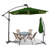 Parasol Ø3m UV40+ avec led solaire orientable parasol de jardin manivelle parasol aluminium,Vert - Vert - Einfeben