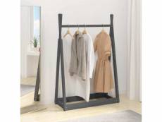Porte-vêtements gris 100x45x150 cm bois de pin massif