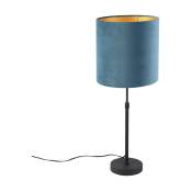Qazqa - parte - Lampe de table avec Abat-Jour - 1 lumière - ø 250 mm - Bleu - Classique/Antique - éclairage intérieur - Salon i Chambre i Cuisine i