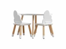 Rebecca mobili ensemble de table et 2 chaises pour enfants en bois blanc jeux de table RE6733