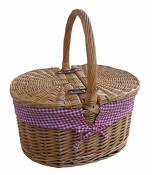 Red Check Lining Oval Picnic Basket