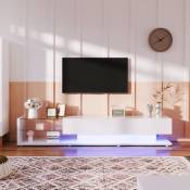 Redom - Meubles tv, lowboards, meubles de salon brillants. Cloisons vitrées et éclairage led variable. Il combine un style naturel et rustique avec