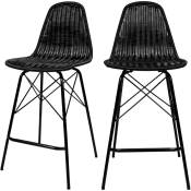 Rendez-vous Déco - Chaise de bar mi-hauteur Tiptur en résine tressée noire 63 cm (lot de 2) - Noir