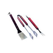 Sandrigarden - Set P/Barbecues 3 Pièces Manche Bois Inox