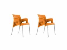 Set 2 fauteuil sun - resol - orange - polypropylène, aluminium anodisé 600x580x760mm