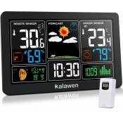 Station météo avec capteur intérieur extérieur, réveil numérique sans fil MSF, baromètre, température, moniteur d'humidité, prévisions météo pour