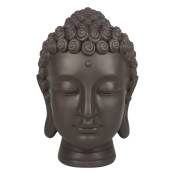Statue décoration Zen à poser Tête Bouddha en résine marron - H20 cm
