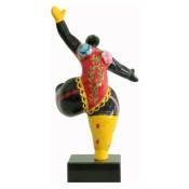 Statue femme jambe levée peintures multicolores H33