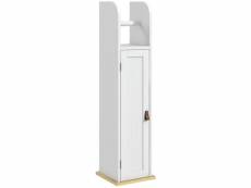 Support papier toilette - porte-papier toilette - armoire pour papier toilette - porte, 2 étagères, sortie papier blanc bois clair