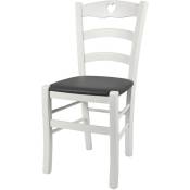 T M C S - Tommychairs - Chaise cuore pour cuisine, bar et salle à manger, robuste structure en bois de hêtre laqué en couleur blanc et assise