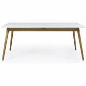 Table à manger extensible en bois 180-240x90cm - Dot - Couleur - Blanc Tenzo
