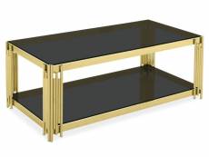 Table basse métal doré et verre trempé noir lyra 120 cm