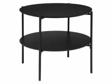 Table basse ronde en bois et métal coloris noir - diamètre 63,20 x hauteur 52 cm