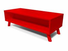 Table basse scandinave bois rectangulaire viking rouge