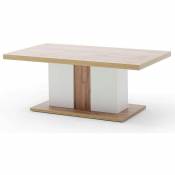 Table basse simple en bois coloris blanc/chêne wotan - L.115 x H.45 x P.65 cm -PEGANE-