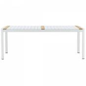 Table de jardin 200x100cm en aluminium et bois blanc