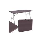 Table de réception pliante de 180 cm dans une mallette, table de jardin portable brune