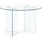Table de salle à manger design ronde en verre transparent