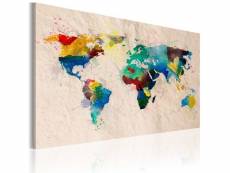 Tableau cartes du monde monde de couleurs taille 60