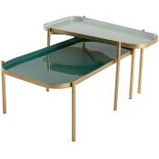 Tables basses gigognes design laquées vert et doré (lot de 2) ZURIA - Vert
