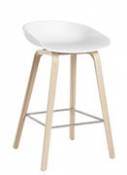 Tabouret de bar About a stool AAS 32 / H 65 cm - Plastique & pieds bois - Hay blanc en plastique