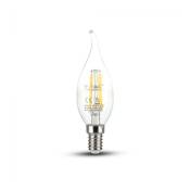 V-tac - Ampoule led E14 4W Flamme Bougie Filament 4000K - 4429 - Transparent