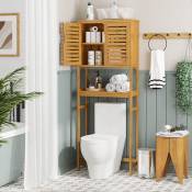 Viagdo - Support de toilette en bambou, support de salle de bain avec armoire, armoire de toilette, couleur naturelle - Natural