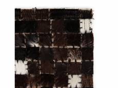 Vidaxl tapis cuir véritable patchwork 80 x 150 cm carré noir/blanc 132599