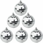 6 Pièces Argent Boule à Facettes Disco Miroir Boule Disco, Disco Ball pour Disco Fever Années 70, Décoration à Suspendre, Boule Pailletée, pour Fête,